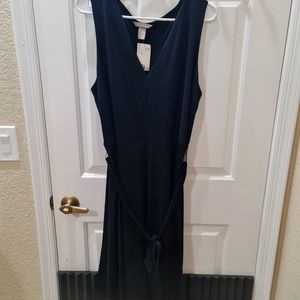 BRAND NEW H&M Blue Tie Belt Dress XL Maxi